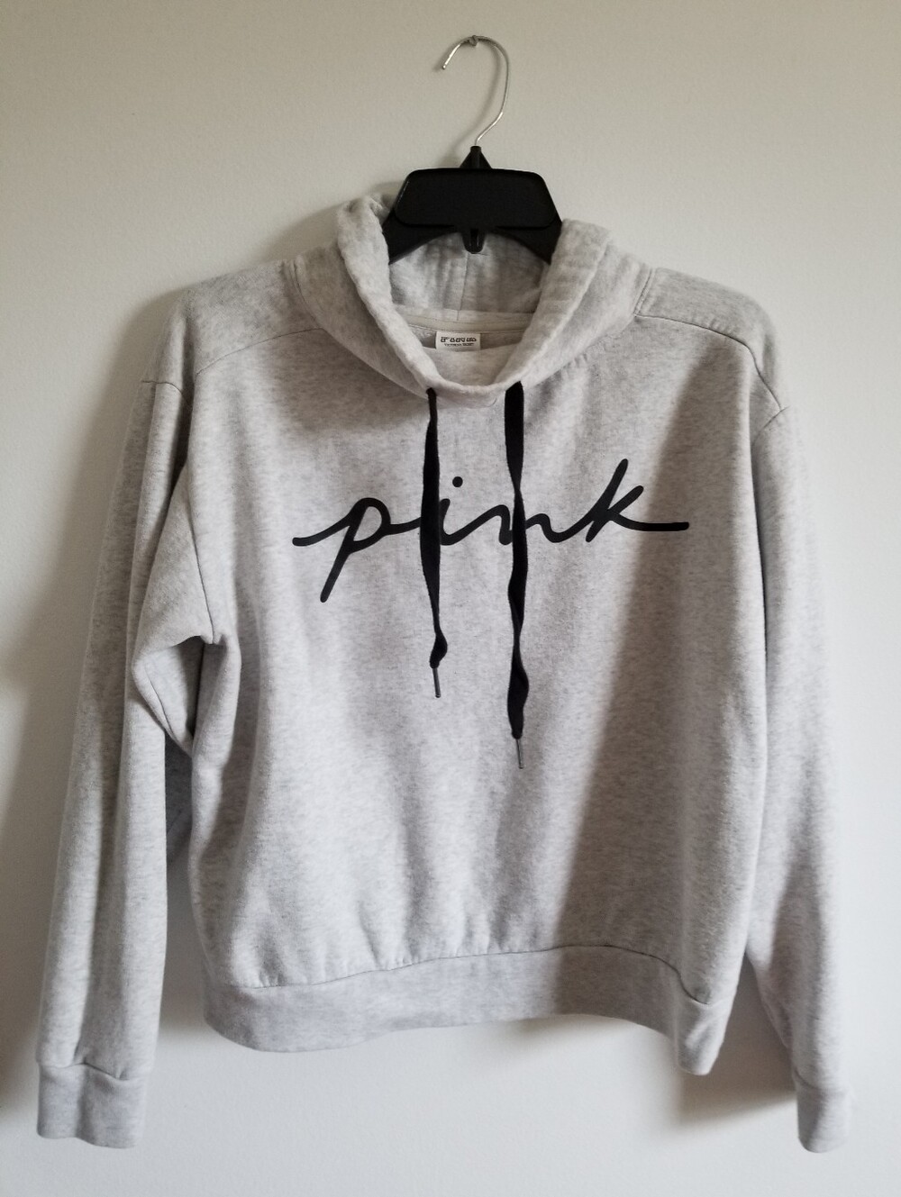 PINK Victoria's Secret Gray Hoodie Sweatshirt with Black Script